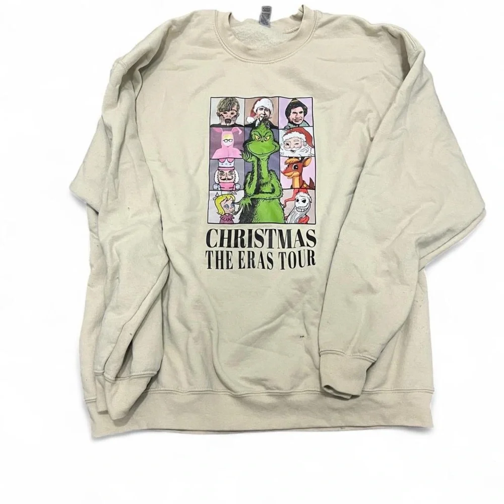 Gildan Heavy Blend Cream Christmas Eras Tour Sweatshirt Size XL - Picture 2 of 4